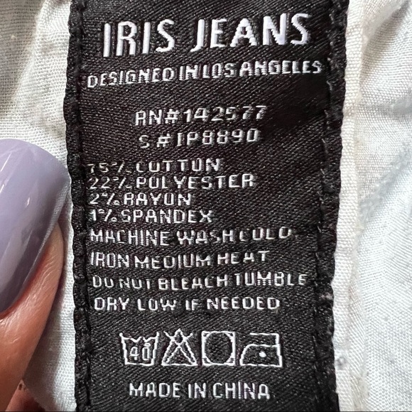 IRIS JEANS CUFFED SKINNY CROPS DISTRESSED WOMEN’S‎ DENIM JEANS SIZE 7 - Picture 14 of 14